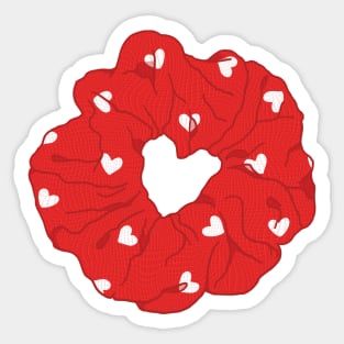 Red hair scrunchie with hearts Sticker